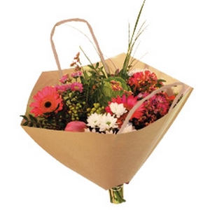 Hoes 35x35cm boekettas Bro-lux Bruin kraft +hengsel 400/ds