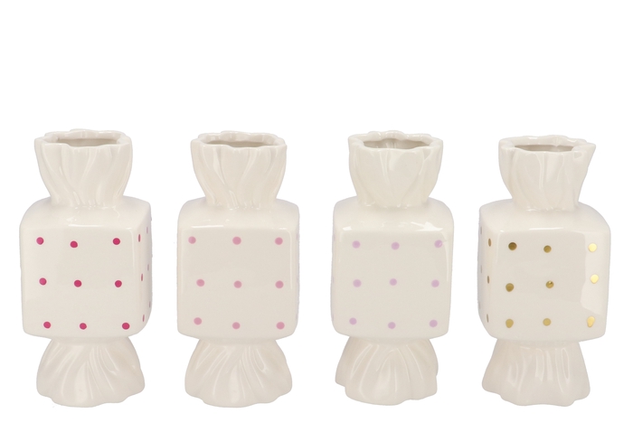 Candy Dots White Mix Vase Square Ass 8x8x18cm Nm