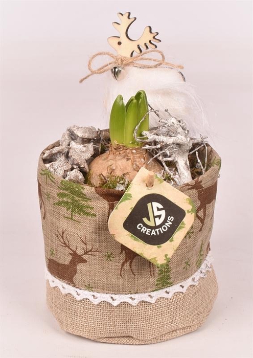 Jutezak met hert opdruk 11cm