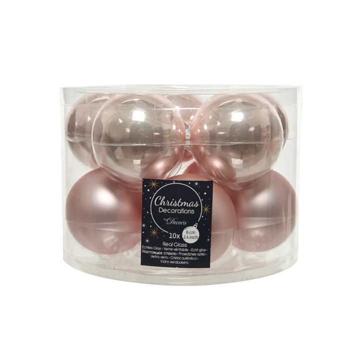 <h4>KERSTBAL GLASS 60MM 10PCS BLUSH PINK</h4>