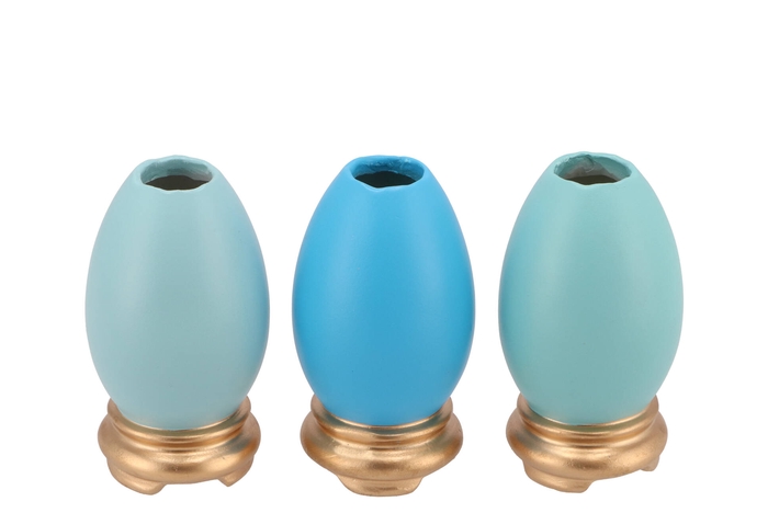 Easter Eggcited Vase Blue Ass P/1 6x6x12cm Nm