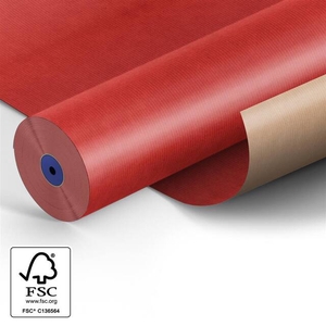 Papier: 75cm br.gestr. kraft 50gr Fond rood 210m.