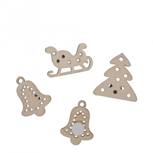 Kerst Sticker Kerst hout 2.5cm x48 ass.