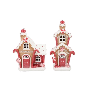 Candy Gingerbread Red House W Light Ass 17x10x25cm