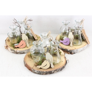 Arr2 Mb - Hout Schijf 3fles Naturel Birds