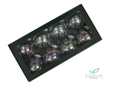 KERSTBAL GLASS 80MM 8PCS CLEAR PEARL