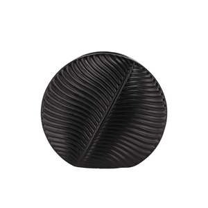 Inga Leaf Black Vase Round 33x12x31cm