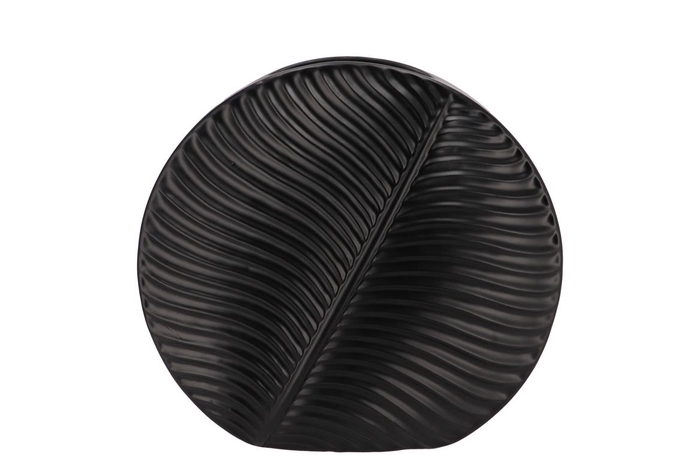 <h4>Inga Leaf Black Vase Round 33x12x31cm</h4>