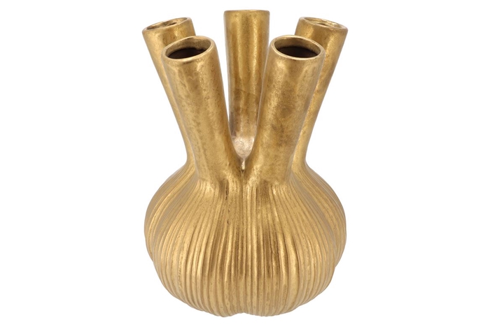 <h4>Aglio Straight Gold Vase 26x26x35cm Nm</h4>