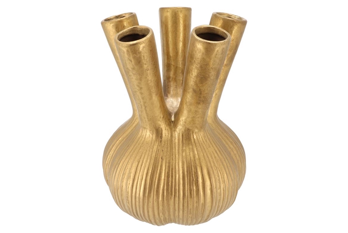 <h4>Aglio Straight Gold Vase 26x26x35cm Nm</h4>