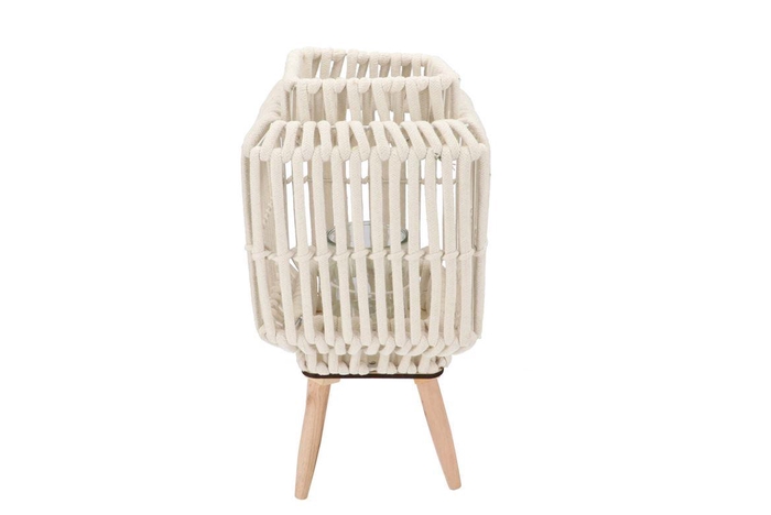<h4>Cruz White Lantern Square On Stands 17x25x50cm</h4>