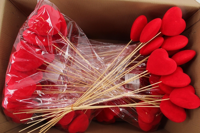<h4>Stick Heart Flock Red 11,5cm</h4>