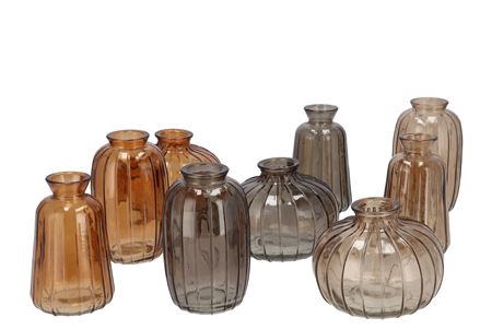 <h4>Dayah Woods Brown Mix Glass Bottle Set 3 7x11cm</h4>