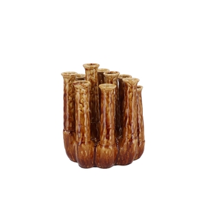 Inga Jahra Brown Vase Tube Active Glaze 15x13x18cm