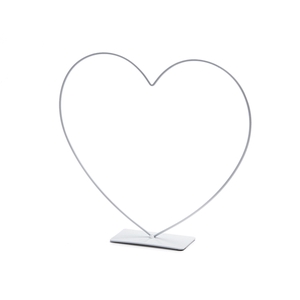 METAL HEART STANDING ON BASE 30CM WHITE
