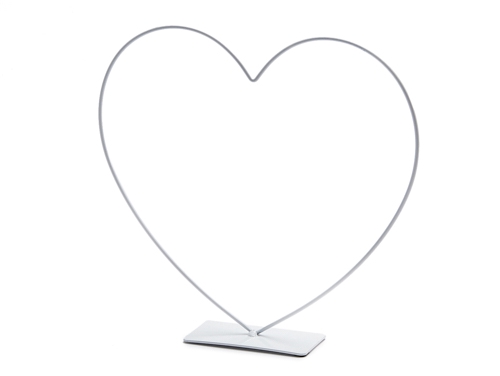 METAL HEART STANDING ON BASE 30CM WHITE