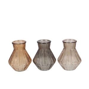 Roman Woods Brown Clear Diamond Glass Vase Ass 15x21cm Nm