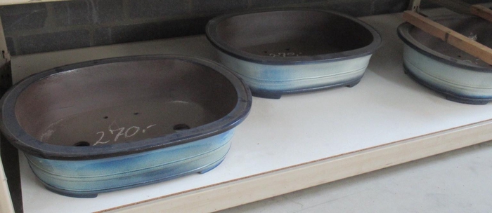 <h4>Bonsai pot oval glazed blue (50x40x12)</h4>