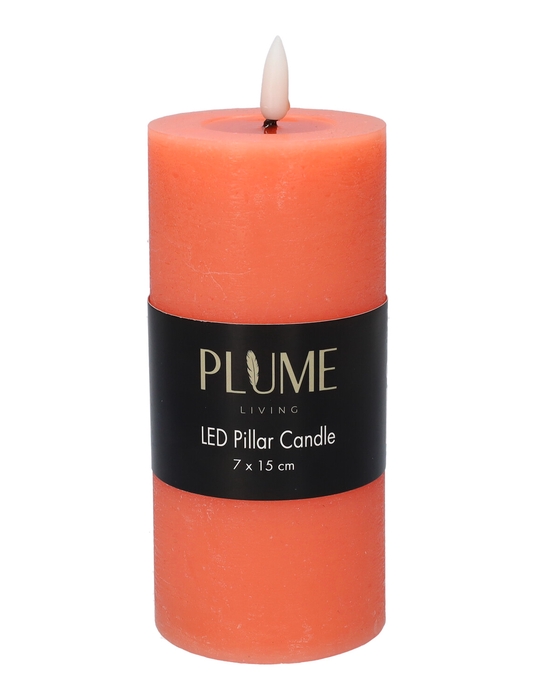 <h4>DF-730469200 - Pillar LED candle Lumina1 RC d7xh15 rustic salmon</h4>