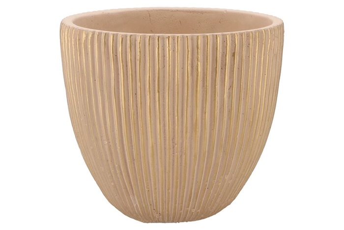 <h4>Stripes Sand Gold Egg Pot 18x17cm Nm</h4>