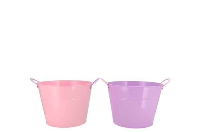 <h4>Zinc Basic Lila/pink Ears Bucket 19x16cm</h4>