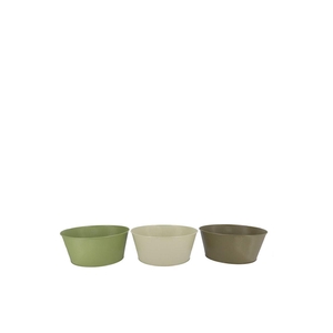 Zinc Summer Green Mix Bowl Striped Ass 16x8x13cm