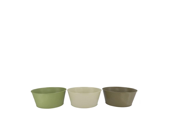 <h4>Zinc Summer Green Mix Bowl Striped Ass 16x8x13cm</h4>