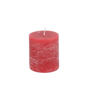 Candle Rustic Pillar Red 7x8cm