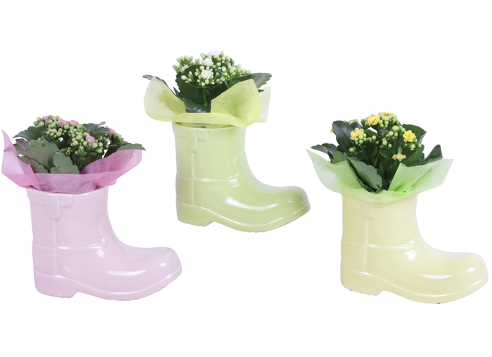 <h4>Early Spring Arr. Indoor Ceramic Boot Gr/Pi/Ye Ø20cm 1PP</h4>