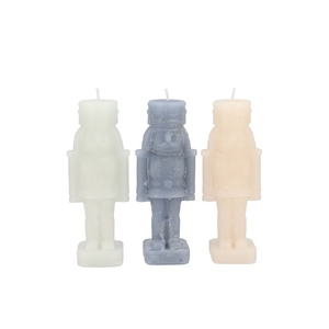 Frosty Nutcracker Grey Mix Candle 6x6x16cm