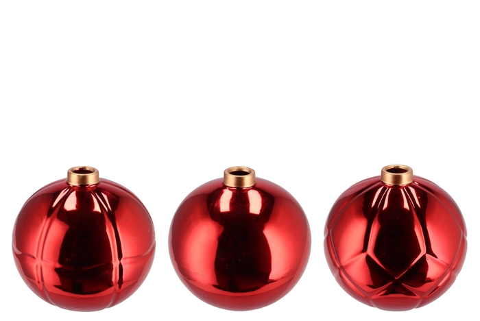 Christmasball Red Single Vase Ass 11x11x10cm Nm