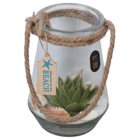 <h4>PTSUT8921 Arrangement zomer in glazen vaas met hengsel</h4>