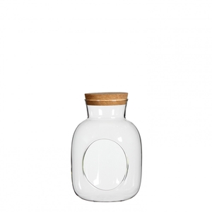 Glas Kurk fles+gat d12*18cm