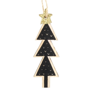 Hanger kerstboom Black hout 9x3.5cm+16cm touw