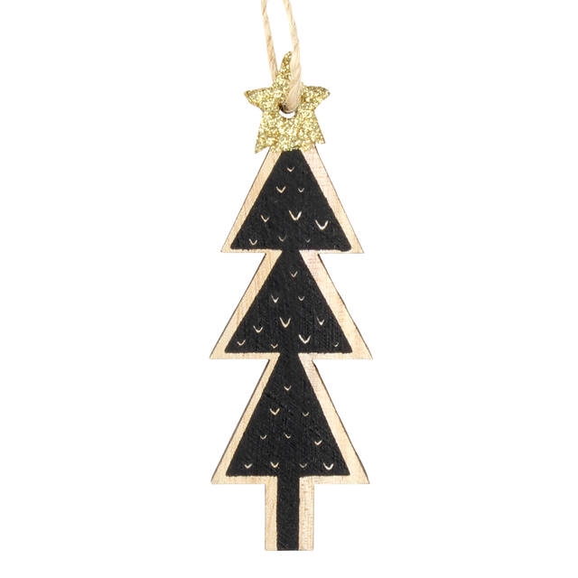 <h4>Hanger kerstboom Black hout 9x3.5cm+16cm touw</h4>