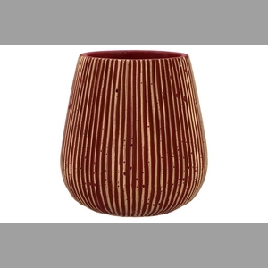 Stripes Red Gold Pot 16x17cm Nm