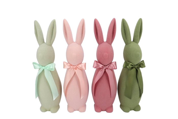 Easter Flock Summer Blush Bunny Bow Ass 14x14x42cm