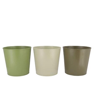 Zinc Summer Green Mix Bucket Striped Ass 22x20x16cm