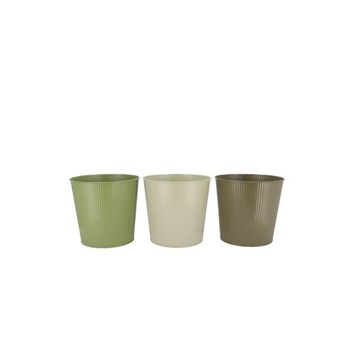 <h4>Zinc Summer Green Mix Bucket Striped Ass 22x20x16cm</h4>