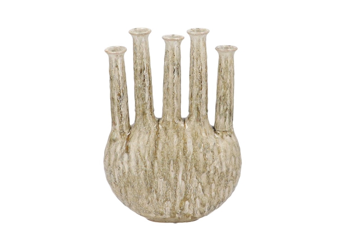 <h4>Inga Jahra Green Vase Oval Tube Active Glaze 28x12x39cm</h4>