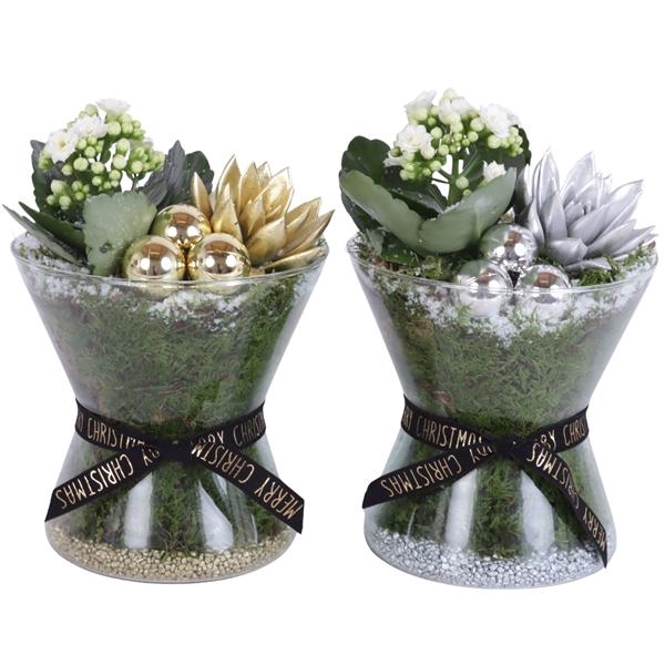 <h4>Christmas Arr. Indoor Glass Hourglass Ø16cm 2PP</h4>