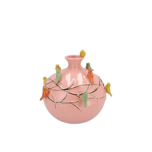 Bird Vase Tube Pink 14x14x14cm