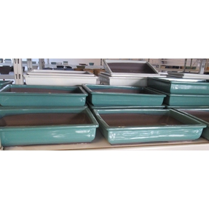 pot rectangle glazed green (36x25x7)