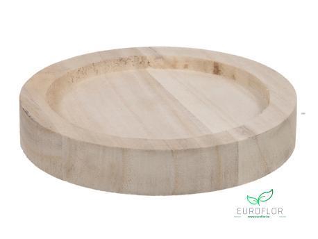 WOODEN PLATE W/EDGE NATURAL D15X2,5CM