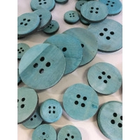 WOOD BUTTONS (PCS30) 3 SIZES ÏCM3-5-7 TURQUOISE