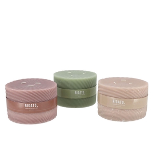 Candle Rustic Pillar Pastel Stripe 3 Wick Ass 10x15cm