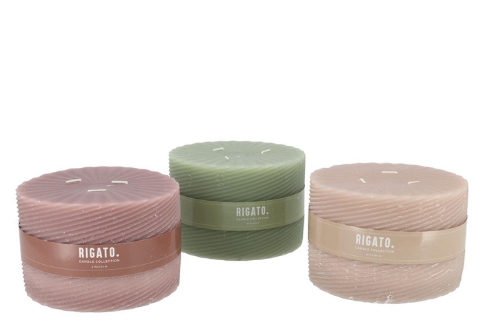 <h4>Candle Rustic Pillar Pastel Stripe 3 Wick Ass 10x15cm</h4>