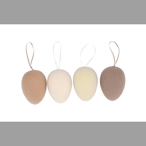 Easter Flock Natural Brown Egg Hanger Ass 9x9x13cm