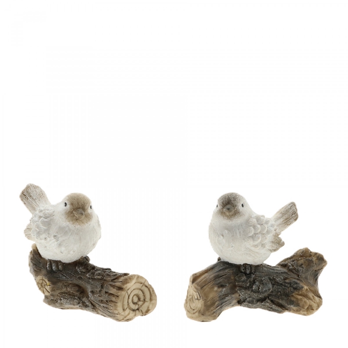 Herfst Deco vogel+stam 13*6*11.5cm ass.