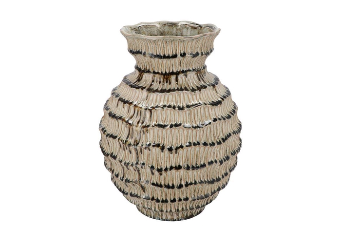 <h4>Loui Green Vase Structure Active Glaze 25x25x34cm</h4>
